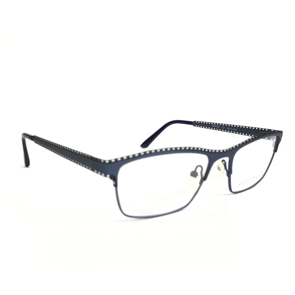 Cote D'azur Eyeglasses Frames CDA-257 C3 Navy Blue Rectangle Full Rim 53-17-137